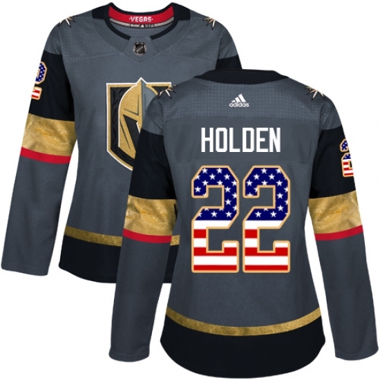 Women's Adidas Vegas Golden Knights #22 Nick Holden Authentic Gray USA Flag Fashion NHL Jersey Women's Adidas Vegas Golden Knights #22 Nick Holden Authentic Gray USA Flag Fashion NHL Jersey