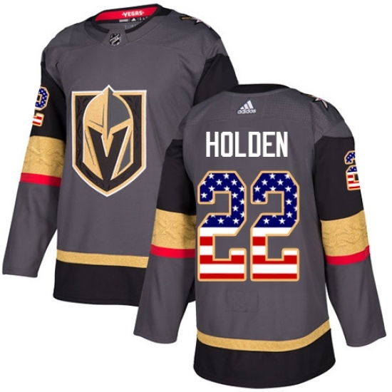 Youth Adidas Vegas Golden Knights #22 Nick Holden Authentic Gray USA Flag Fashion NHL Jersey Youth Adidas Vegas Golden Knights #22 Nick Holden Authentic Gray USA Flag Fashion NHL Jersey
