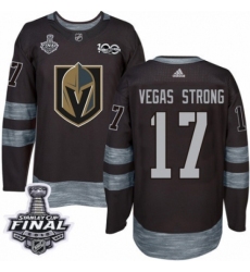 Men's Adidas Vegas Golden Knights #17 Vegas Strong Authentic Black 1917-2017 100th Anniversary 2018 Stanley Cup Final NHL Jersey