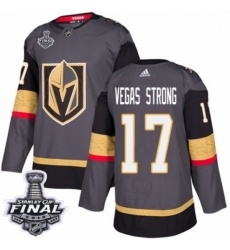 Men's Adidas Vegas Golden Knights #17 Vegas Strong Authentic Gray Home 2018 Stanley Cup Final NHL Jersey