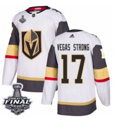 Men's Adidas Vegas Golden Knights #17 Vegas Strong Authentic White Away 2018 Stanley Cup Final NHL Jersey