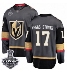 Men's Vegas Golden Knights #17 Vegas Strong Authentic Black Home Fanatics Branded Breakaway 2018 Stanley Cup Final NHL Jersey