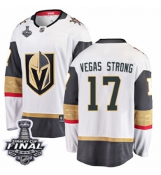 Men's Vegas Golden Knights #17 Vegas Strong Authentic White Away Fanatics Branded Breakaway 2018 Stanley Cup Final NHL Jersey