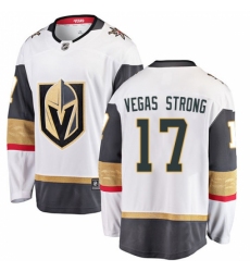 Men's Vegas Golden Knights #17 Vegas Strong Authentic White Away Fanatics Branded Breakaway NHL Jersey