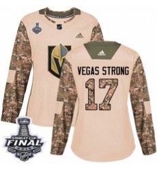 Women's Adidas Vegas Golden Knights #17 Vegas Strong Authentic Camo Veterans Day Practice 2018 Stanley Cup Final NHL Jersey