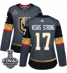 Women's Adidas Vegas Golden Knights #17 Vegas Strong Authentic Gray Home 2018 Stanley Cup Final NHL Jersey