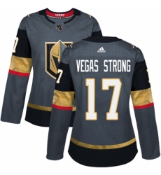 Women's Adidas Vegas Golden Knights #17 Vegas Strong Authentic Gray Home NHL Jersey