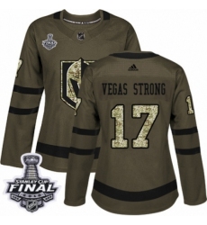 Women's Adidas Vegas Golden Knights #17 Vegas Strong Authentic Green Salute to Service 2018 Stanley Cup Final NHL Jersey