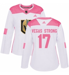Women's Adidas Vegas Golden Knights #17 Vegas Strong Authentic White/Pink Fashion NHL Jersey