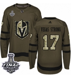 Youth Adidas Vegas Golden Knights #17 Vegas Strong Authentic Green Salute to Service 2018 Stanley Cup Final NHL Jersey