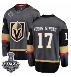 Youth Vegas Golden Knights #17 Vegas Strong Authentic Black Home Fanatics Branded Breakaway 2018 Stanley Cup Final NHL Jersey