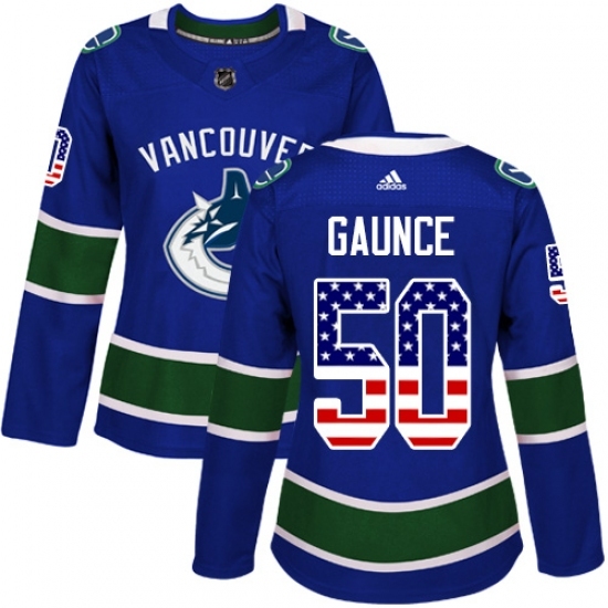 Women's Adidas Vancouver Canucks #50 Brendan Gaunce Authentic Blue USA Flag Fashion NHL Jersey Women's Adidas Vancouver Canucks #50 Brendan Gaunce Authentic Blue USA Flag Fashion NHL Jersey