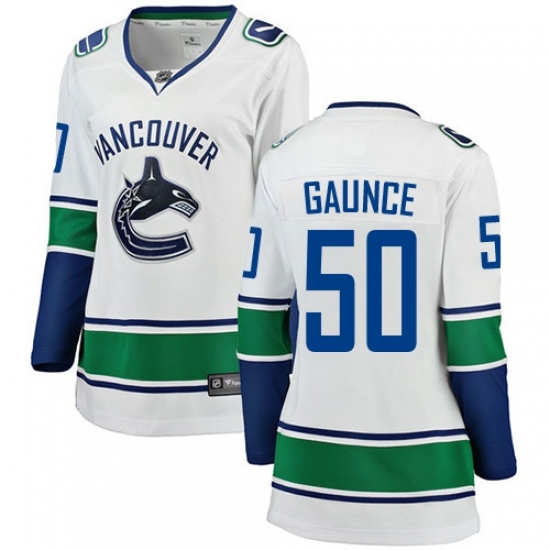 Women's Vancouver Canucks #50 Brendan Gaunce Fanatics Branded White Away Breakaway NHL Jersey Women's Vancouver Canucks #50 Brendan Gaunce Fanatics Branded White Away Breakaway NHL Jersey