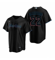 Men's Nike Miami Marlins #22 Sandy Alcantara Black Alternate Stitched Baseball Jersey