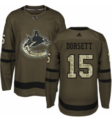 Youth Adidas Vancouver Canucks #15 Derek Dorsett Authentic Green Salute to Service NHL Jersey