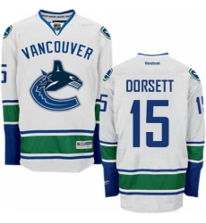 Youth Reebok Vancouver Canucks #15 Derek Dorsett Authentic White Away NHL Jersey