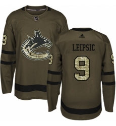 Men's Adidas Vancouver Canucks #9 Brendan Leipsic Premier Green Salute to Service NHL Jersey Men's Adidas Vancouver Canucks #9 Brendan Leipsic Premier Green Salute to Service NHL Jersey
