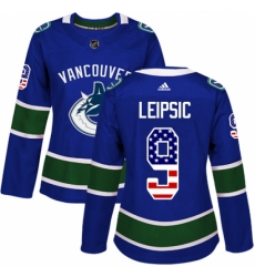Women's Adidas Vancouver Canucks #9 Brendan Leipsic Authentic Blue USA Flag Fashion NHL Jersey Women's Adidas Vancouver Canucks #9 Brendan Leipsic Authentic Blue USA Flag Fashion NHL Jersey