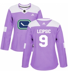 Women's Adidas Vancouver Canucks #9 Brendan Leipsic Authentic Purple Fights Cancer Practice NHL Jersey Women's Adidas Vancouver Canucks #9 Brendan Leipsic Authentic Purple Fights Cancer Practice NHL Jersey