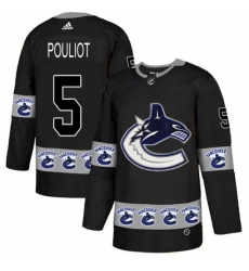 Men's Adidas Vancouver Canucks #5 Derrick Pouliot Authentic Black Team Logo Fashion NHL Jersey