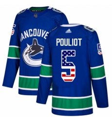 Men's Adidas Vancouver Canucks #5 Derrick Pouliot Authentic Blue USA Flag Fashion NHL Jersey