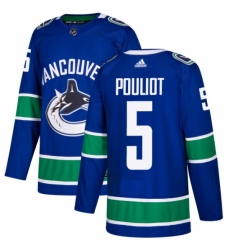 Men's Adidas Vancouver Canucks #5 Derrick Pouliot Premier Blue Home NHL Jersey