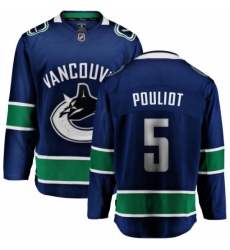 Men's Vancouver Canucks #5 Derrick Pouliot Fanatics Branded Blue Home Breakaway NHL Jersey