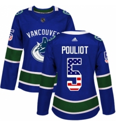 Women's Adidas Vancouver Canucks #5 Derrick Pouliot Authentic Blue USA Flag Fashion NHL Jersey