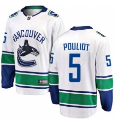 Youth Vancouver Canucks #5 Derrick Pouliot Fanatics Branded White Away Breakaway NHL Jersey