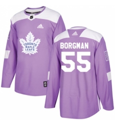 Men's Adidas Toronto Maple Leafs #55 Andreas Borgman Authentic Purple Fights Cancer Practice NHL Jersey