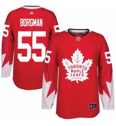 Men's Adidas Toronto Maple Leafs #55 Andreas Borgman Authentic Red Alternate NHL Jersey