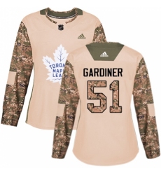 Women's Adidas Toronto Maple Leafs #51 Jake Gardiner Authentic Camo Veterans Day Practice NHL Jersey
