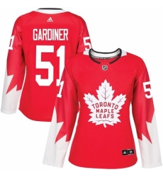 Women's Adidas Toronto Maple Leafs #51 Jake Gardiner Authentic Red Alternate NHL Jersey