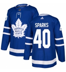 Men's Adidas Toronto Maple Leafs #40 Garret Sparks Authentic Royal Blue Home NHL Jersey