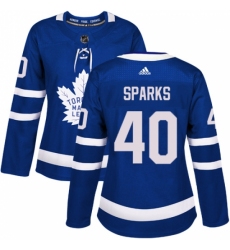 Women's Adidas Toronto Maple Leafs #40 Garret Sparks Authentic Royal Blue Home NHL Jersey