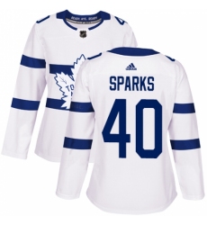 Women's Adidas Toronto Maple Leafs #40 Garret Sparks Authentic White 2018 Stadium Series NHL Jersey