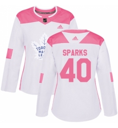 Women's Adidas Toronto Maple Leafs #40 Garret Sparks Authentic White/Pink Fashion NHL Jersey