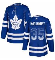 Men's Adidas Toronto Maple Leafs #35 Curtis McElhinney Authentic Blue Drift Fashion NHL Jersey