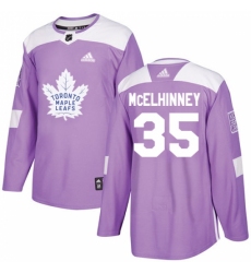 Men's Adidas Toronto Maple Leafs #35 Curtis McElhinney Authentic Purple Fights Cancer Practice NHL Jersey