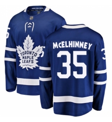 Men's Toronto Maple Leafs #35 Curtis McElhinney Fanatics Branded Royal Blue Home Breakaway NHL Jersey