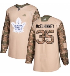 Youth Adidas Toronto Maple Leafs #35 Curtis McElhinney Authentic Camo Veterans Day Practice NHL Jersey