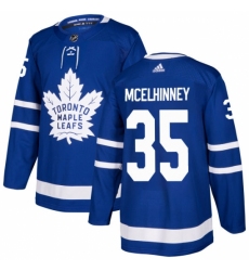 Youth Adidas Toronto Maple Leafs #35 Curtis McElhinney Authentic Royal Blue Home NHL Jersey