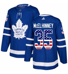 Youth Adidas Toronto Maple Leafs #35 Curtis McElhinney Authentic Royal Blue USA Flag Fashion NHL Jersey