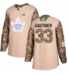 Men's Adidas Toronto Maple Leafs #33 Frederik Gauthier Authentic Camo Veterans Day Practice NHL Jersey