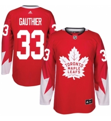 Men's Adidas Toronto Maple Leafs #33 Frederik Gauthier Authentic Red Alternate NHL Jersey