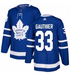 Men's Adidas Toronto Maple Leafs #33 Frederik Gauthier Authentic Royal Blue Home NHL Jersey