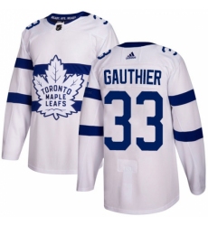 Men's Adidas Toronto Maple Leafs #33 Frederik Gauthier Authentic White 2018 Stadium Series NHL Jersey