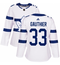 Women's Adidas Toronto Maple Leafs #33 Frederik Gauthier Authentic White 2018 Stadium Series NHL Jersey