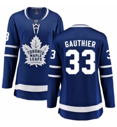 Women's Toronto Maple Leafs #33 Frederik Gauthier Fanatics Branded Royal Blue Home Breakaway NHL Jersey