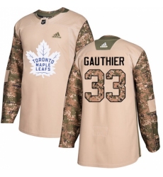 Youth Adidas Toronto Maple Leafs #33 Frederik Gauthier Authentic Camo Veterans Day Practice NHL Jersey